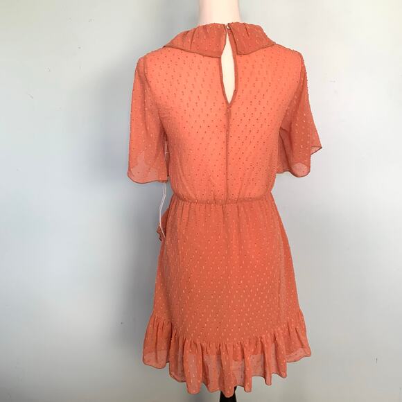 NWT Bishop + Young Zoey V-Neck Ruffle Dress in Coral Size Small - Picture 3 of 7